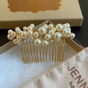 Jennifer Behr "Adelaide" bridal wedding comb gold plated brass and glass pearls